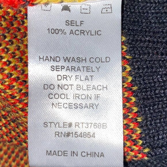 Women's Acrylic Long Sleeve Top w/ Flame Designs - Black/Yellow/Red - Rehab Lab - Picture 7 of 7